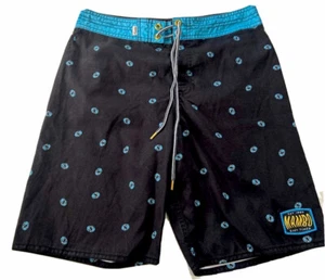 Youths MAMBO Easy Times Kids Black w Blue Monster Eyes Sz 12 Casual Board Shorts - Picture 1 of 11