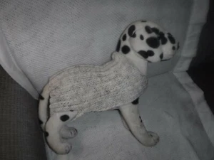 HAND KNIT WASHABLE WOOL 10"  PET SWEATER -  CREAM W/GREY AND TAN FLECKS - NEW - Picture 1 of 4