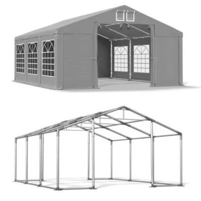 Partyzelt 5x6 PVC Pavillon Gartenzelt Festzelt Bierzelt Wasserdicht NEU Grau W - Bild 1 von 3