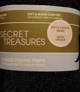NEW! Secret Treasures lady Fleece & soft footed tights  size S/M jet black - Picture 1 of 1