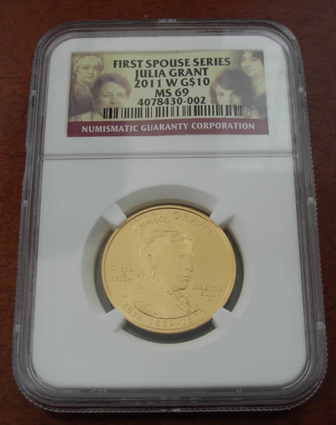 US 2011W Gold 1/2 oz $10 NGC MS69 First Spouse Series Julia Grant Cover