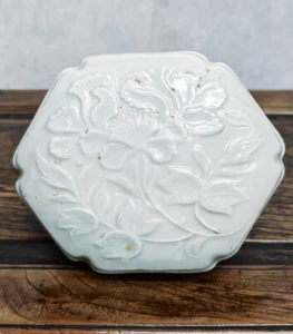 Chinese white glaze Porcelain old Inkpad box Rouge box Natural opening Pendant - Picture 1 of 18