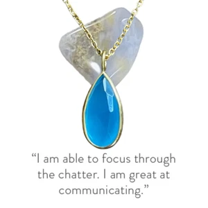 Aqua Blue Chalcedony Teardrop 925 Sterling Silver Necklace Birthday Gift Women - Picture 1 of 4