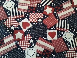 Fabric Traditions Americana Stars Stripes America the Beautiful Cotton Fabric Re - Picture 1 of 12