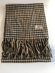 Vintage Royal Rossi Cashmere Scarf Houndstooth Black/Cream Fringe Mongolia Soft - Picture 1 of 6