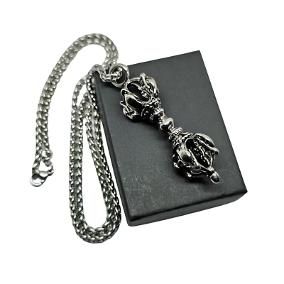 Colgante Dorje Vajra Grande Premiun Budismo Acero Rayo y Joyería en Caja Foto 1 de 4