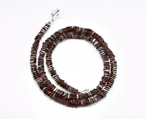 "Collar cuadrado suave Heishi de 4-5 mm granate de plata esterlina 925 de 18" - Imagen 1 de 7