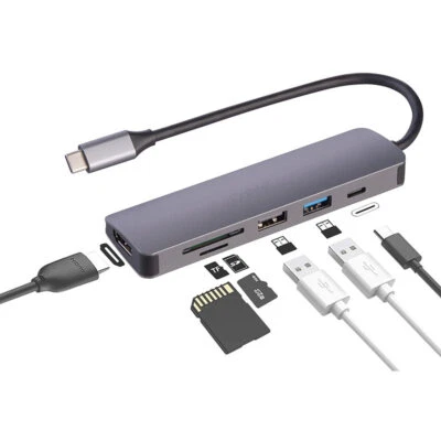 Callstel 6in1-Dockingstation, 4K HDMI, USB-C, PD bis 100 W, 2x USB-A 3.2/2.0 - Bild 1 von 4