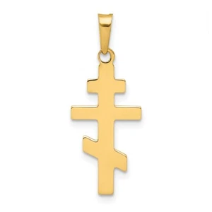 14K Yellow Gold Eastern Orthodox Cross Pendant XR575 - Picture 1 of 5