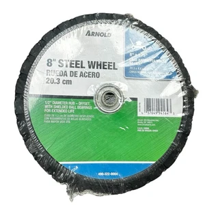 NEW Arnold 490-322-0004 8" X 1.75" Steel Lawn Mower Wheel Tire 1/2” Hub - Picture 1 of 4