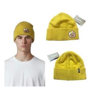 Patagonia Brodeo Cabin Gold Wool Beanie One Size Slow Going Patch Neu - Bild 1 von 4