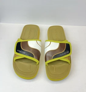 Coach Light Surplus Sport Green / Brown Colorblock Slides Sandals Size 11D - Picture 1 of 8