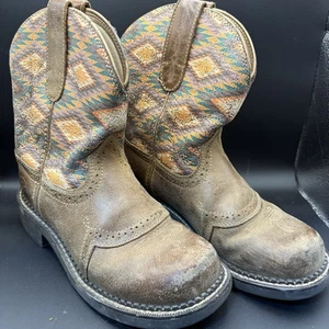 Ariat Mädchen Cowboystiefel US 6B Style 1004438 Braun Azteken Leder Western Rodeo - Bild 1 von 10