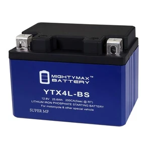 Mighty Max YTX4L-BSLIFEPO4 Lithium Battery Compatible with T-Max XP500 - Picture 1 of 6