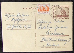 Polen. Postkarte geschickt nach Warschau verschickt 1972. - Bild 1 von 2