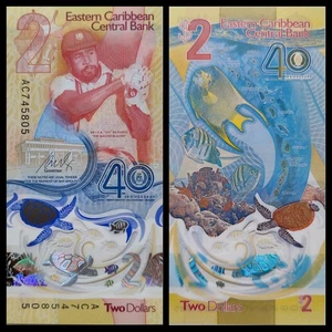 Billete Caribe Oriental/East Caribbean 2 dólares 2024 polímero p61 SC/UNC. - Imagen 1 de 1