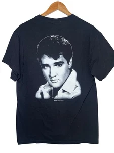 Vintage Y2K 2001 Elvis Presley Face Portrait Black S/S T-Shirt - Herren M - Bild 1 von 7