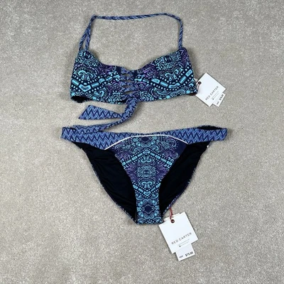 Red Carter Bikini 2 Piece Swim NWT Cali Cut Bottom Halter Top Convertible Medium - Image 1 of 4