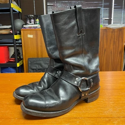 Botas con arnés FRYE de colección para hombre 10,5 M cuero negro hebilla de motocicleta genuinas Foto 1 de 4