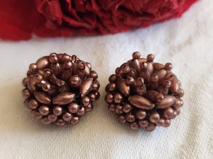 Duo boutons anciens torsade perle main bijoux parurier 2 cm D19K - Picture 1 of 5