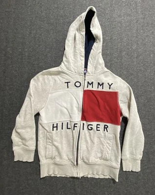 Tommy Hilfiger 全拉链图案连帽衫男孩尺寸 S-8/10 — 第 1/4 张图片