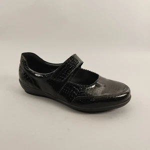 Cosyfeet Shoes Womens 7 Black Patent Leather Mary Jane Flat Slip On Comfort - Picture 1 of 13