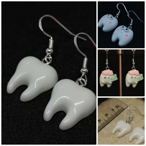 Tooth/ Teeth Kawaii Silver Plated Earrings - Picture 1 of 5