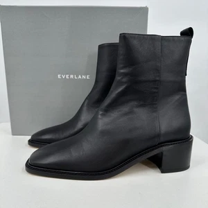 Bota Everlane The City en Cuero Negro Talla 10 Para Mujer Cremallera Lateral Tacón Bloque Tobillo - Imagen 1 de 9