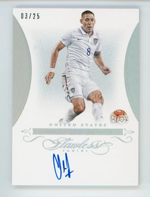 Tarjeta autografiada 2015-16 Clint Dempsey Panini Flawless Signatures USMNT 3/25 Foto 1 de 3