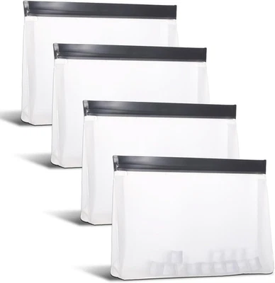 GSBNJUY 4 Pcs Reusable Ice Storage Bags with Zip Leak Proof Cube one size, white