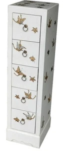 New Chinese 5 Drawers White Painted CD/DVD Cabinet Tower (CD-C5W-BF) - Picture 1 of 5