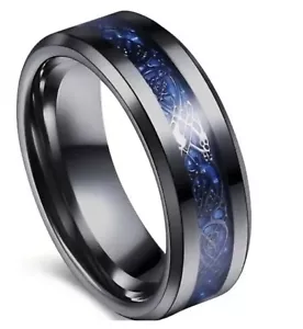 Men's Ring Titanium Blue Celtic Wedding Fashion Band 8mm - Picture 1 of 5