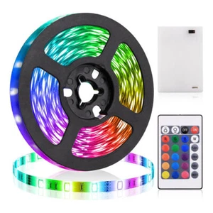 Battery Operated 5050 RGB LED Strip Light Fairy Lights Decor 16 Colour Changing - Picture 1 of 15