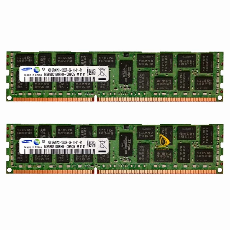 8G Samsung 2x 4GB 2Rx4 PC3-10600R DDR3 1333Mhz 240Pin DIMM ECC SERVER Memory RAM - Image 1 of 4