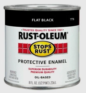 Rust-Oleum FLAT BLACK 0.5 pt Stops Rust PROTECTIVE ENAMEL Oil-Based 7776-730 NEW - Picture 1 of 1