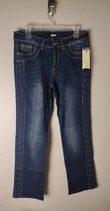Reba Studded Embroidered Indigo Western Bootcut Jeans 8 NWT - Picture 1 of 6