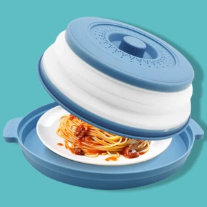 Microwave Food Cover with Handle Collapsible Vented Silicone Splash Guard - Picture 1 of 5
