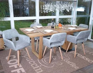 Set 6 sedia sala da pranzo sedia MCW-A50 II, tessuto/tessuto retrò, grigio cemento vintage - Foto 1 di 7