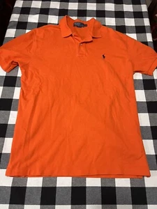 Ralph Lauren Poloshirt Herren hellorange Poloshirt blau Pony Größe L schön - Bild 1 von 8