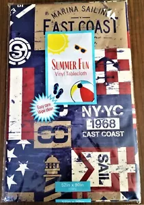 Brand New - Summer Fun Patriotic Vinyl Tablecloth - 52" x 90" Oblong - Picture 1 of 1