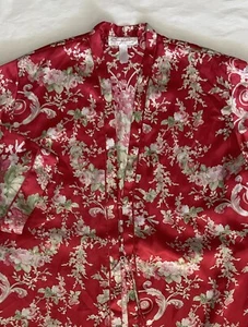 OSCAR DE LA RENTA PINK LABEL Satin Looking Kimono Style Robe Floral Size M - Picture 1 of 13