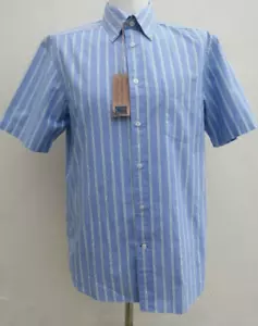 BLUE HARBOUR MARKS & SPENCER BLUE COTTON BUTTON DOWN COLLAR SHORT SLEEVE SHIRT - Picture 1 of 3
