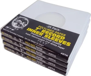 100x HEAVYWEIGHT 7" 45rpm Poly Plastic Lined Paper Record Inner Sleeves ARCHIVAL - Imagen 1 de 10