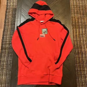 Felpa con cappuccio pullover relaxed Puma uomo righe rosse e nere taglia small - Foto 1 di 4