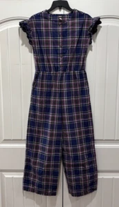 Tea Collection Flutter Sleeve Plaid Jumpsuit, Size 16 - Picture 1 of 8