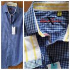 NEW Robert Graham Mens M Long Sleeve Button Down Shirt Blue Checked Tailored Fit