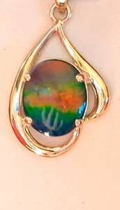 VINTAGE AMMOLITE , 14K SOLID GOLD AA GRADE AMMOLITE PENDAND BY KORITE - Bild 1 von 20