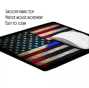 Dünne blaue Linie Distressed gedämpft amerikanische Flagge Strafverfolgungsbehörden Mauspad - Bild 1 von 4
