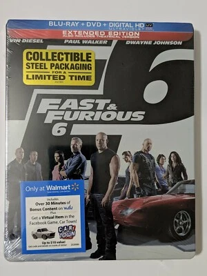 Fast & Furious 6 SteelBook Walmart Exclusive (Blu-ray, DVD, Digital HD) Pristine - Image 1 of 3