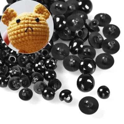 50x Plastic Black Shank Buttons for Doll Eyes Sewing Animal Toy Accessories Tool - Image 1 of 4